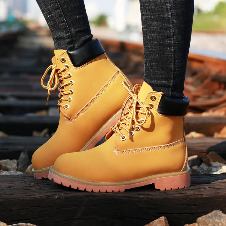 Genuine Leather Tactical Ankle Boots – Winter & Outdoor Shoes