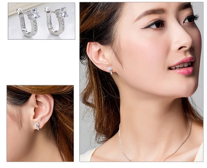 أقراط زهور من الفضة الإسترليني عيار 925 مرصعة بالزركون للنساء - هدية مجوهرات