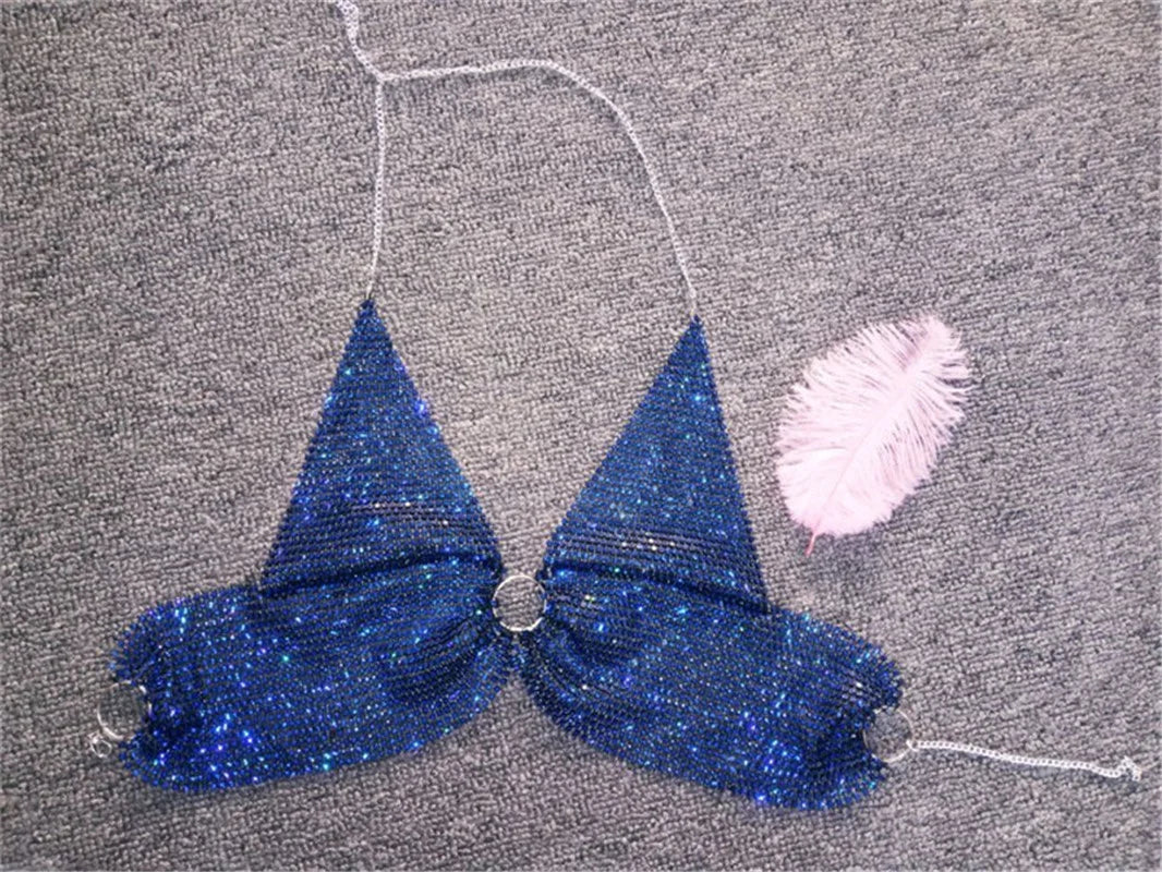 Sexy black White Summer crop top women festival Beach club outfits Party tank top t shirt woman Halter Rhinestones tops topy Hot