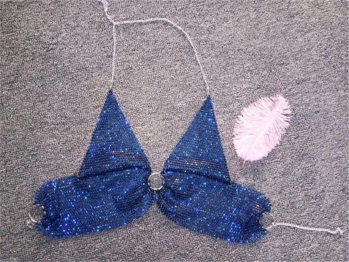 Sexy black White Summer crop top women festival Beach club outfits Party tank top t shirt woman Halter Rhinestones tops topy Hot