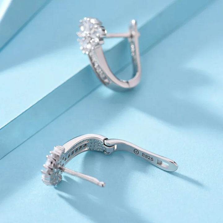 أقراط زهور من الفضة الإسترليني عيار 925 مرصعة بالزركون للنساء - هدية مجوهرات