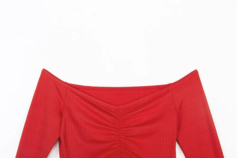 women T-shirts sexy and club fashion female T-shirt long sleeve off shoulder solid color lady Tshirt autumn basic tees
