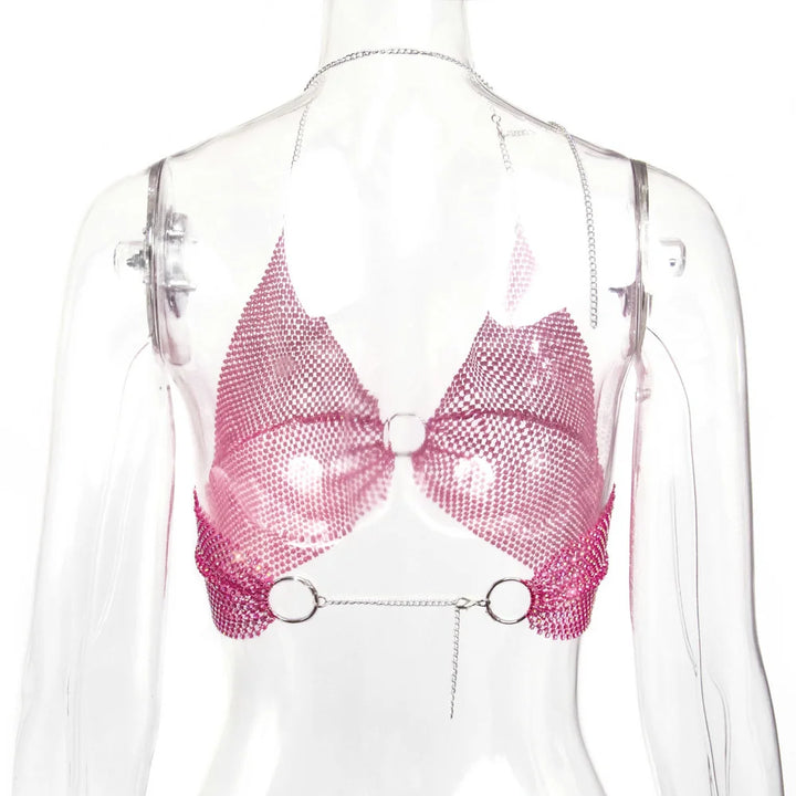 Sexy black White Summer crop top women festival Beach club outfits Party tank top t shirt woman Halter Rhinestones tops topy Hot