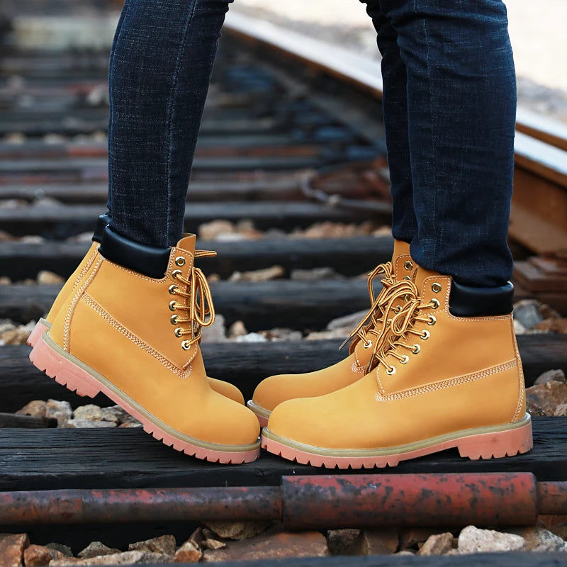 Genuine Leather Tactical Ankle Boots – Winter & Outdoor Shoes