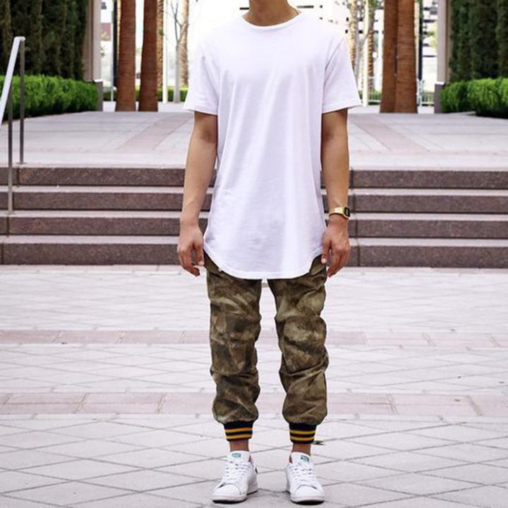 New Summer Best Seller Mens T Shirts Solid Color Round Neck Bottom Side Zipper Fashion Hip-hop Style White Short Sleeve Male