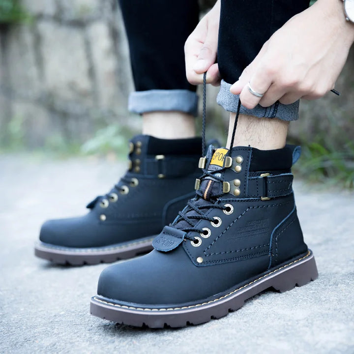 Genuine Leather Tactical Ankle Boots – Winter & Outdoor Shoes