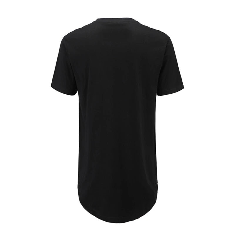 New Summer Best Seller Mens T Shirts Solid Color Round Neck Bottom Side Zipper Fashion Hip-hop Style White Short Sleeve Male