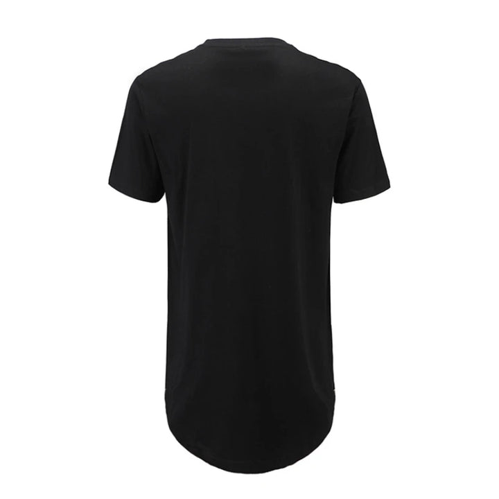 New Summer Best Seller Mens T Shirts Solid Color Round Neck Bottom Side Zipper Fashion Hip-hop Style White Short Sleeve Male