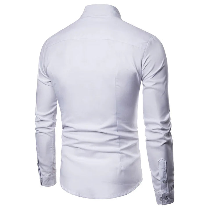 2019 New Designer Wedding Shirts For Men Long Sleeve Fashion Social Club Party Black White Men Dress Shirts Camisa Masculina