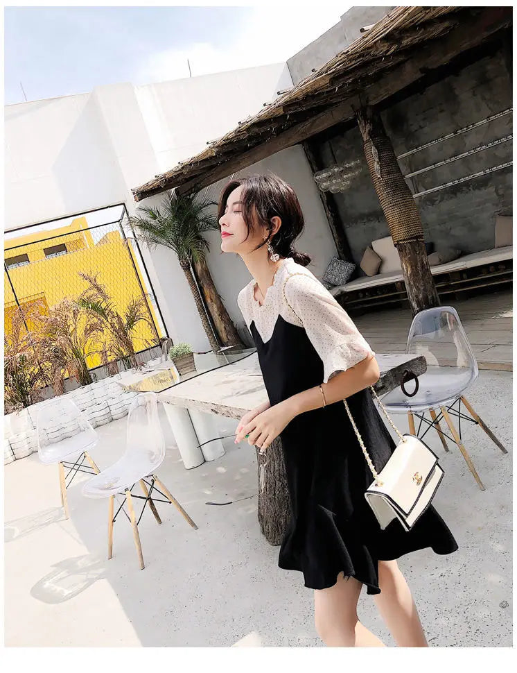 Casual Tunics Midi Fashion Age Reduction Aesthetic Summer Light Dress Elegant 2025 Korean Thin Women's Dresses Loose Cover Belly