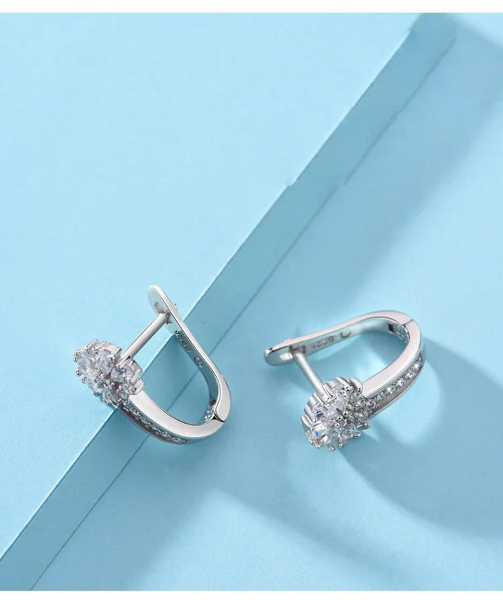 أقراط زهور من الفضة الإسترليني عيار 925 مرصعة بالزركون للنساء - هدية مجوهرات