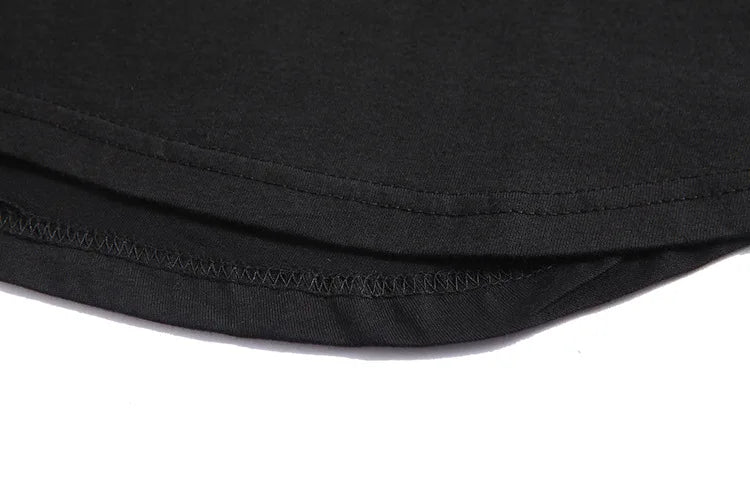 New Summer Best Seller Mens T Shirts Solid Color Round Neck Bottom Side Zipper Fashion Hip-hop Style White Short Sleeve Male