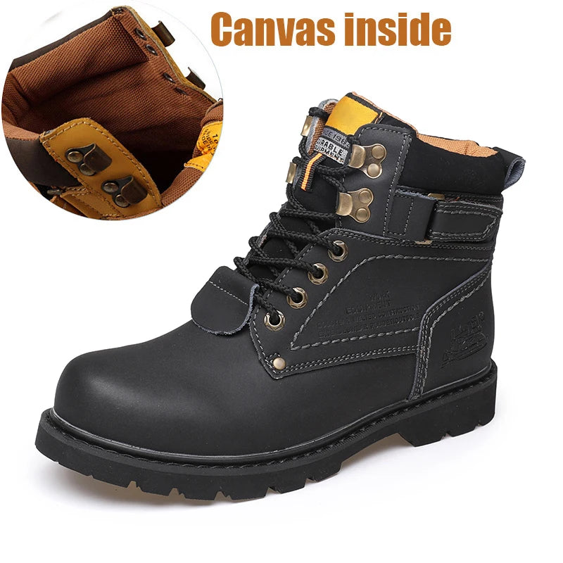 Genuine Leather Tactical Ankle Boots – Winter & Outdoor Shoes