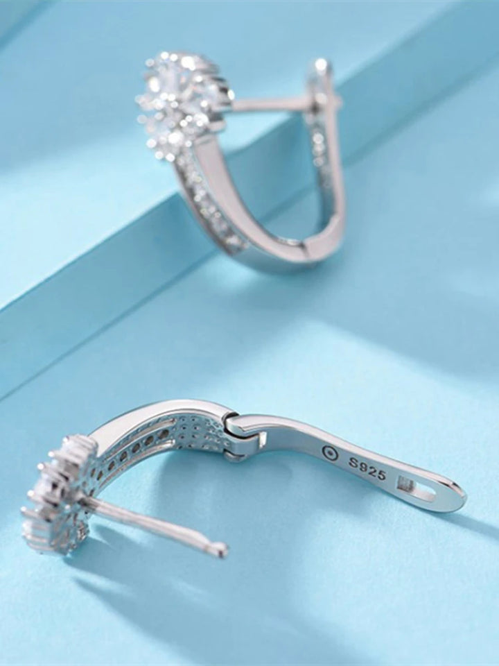 أقراط زهور من الفضة الإسترليني عيار 925 مرصعة بالزركون للنساء - هدية مجوهرات