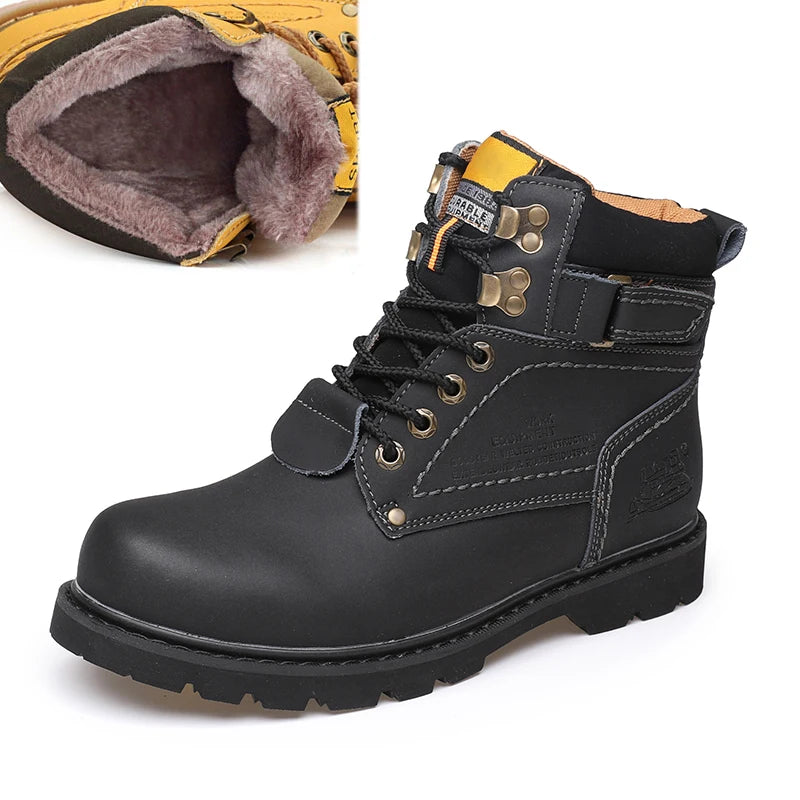 Genuine Leather Tactical Ankle Boots – Winter & Outdoor Shoes