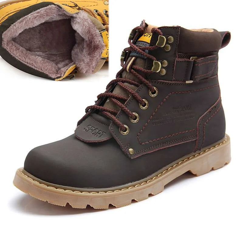 Genuine Leather Tactical Ankle Boots – Winter & Outdoor Shoes