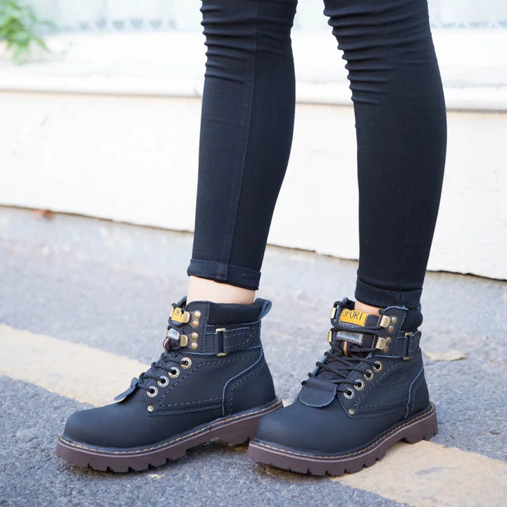 Genuine Leather Tactical Ankle Boots – Winter & Outdoor Shoes