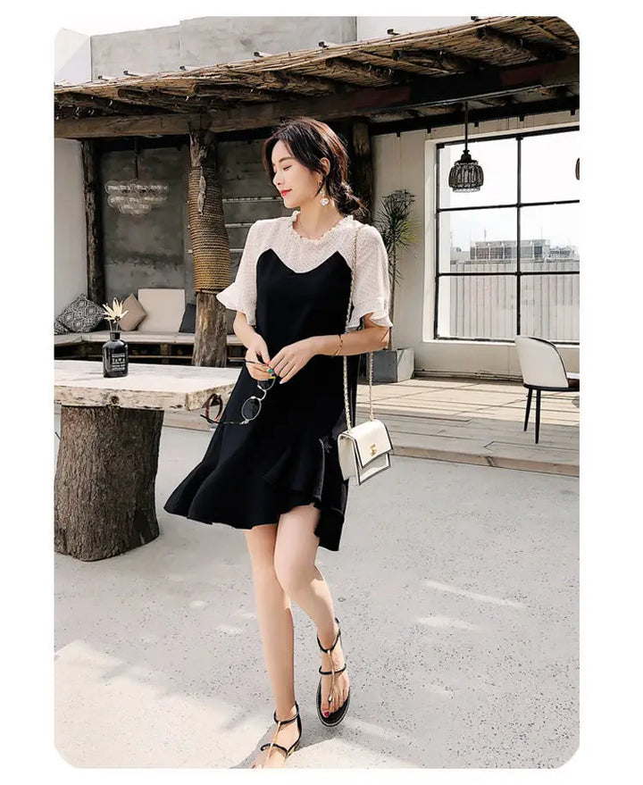Casual Tunics Midi Fashion Age Reduction Aesthetic Summer Light Dress Elegant 2025 Korean Thin Women's Dresses Loose Cover Belly