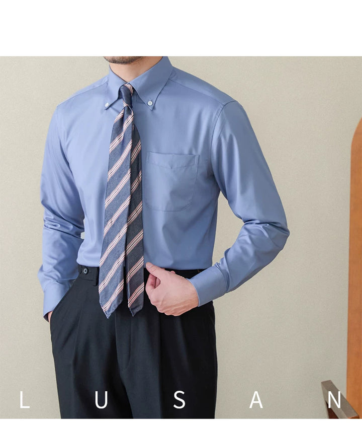 Business Non-ironing Long-sleeved Shirt British All-match Slim-fit Workplace Three-proof Skin-friendly Breathable Shirt Trendy