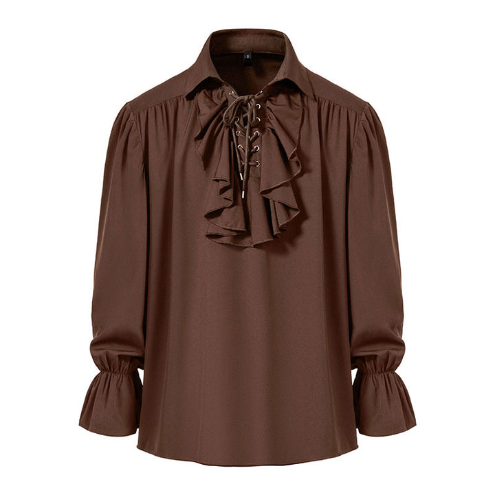 Men Shirts Medieval Retro Performance Dress Shirtspuff Sleeve Casual Stage Cosplay Party Male Clothes Chemise Shirt S09