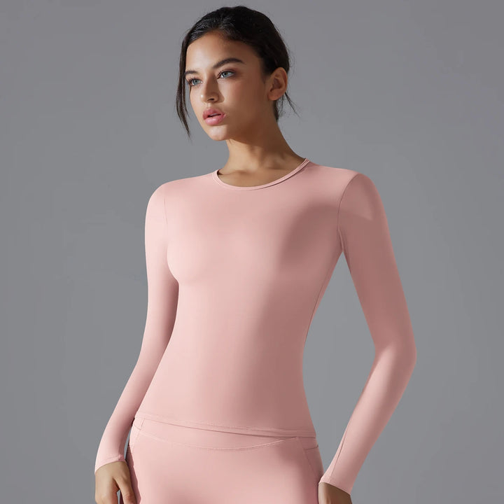 قميص رياضي نسائي بأكمام طويلة لليوغا
