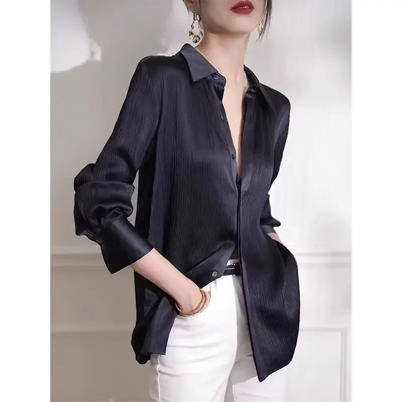 Women’s Satin Long Sleeve Shirt