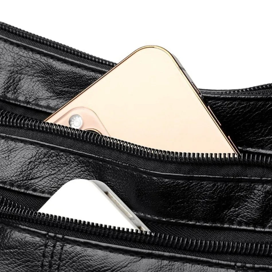 Luxury Women’s Leather Handbag – Multi-Pocket Crossbody & Shoulder Bag 2024