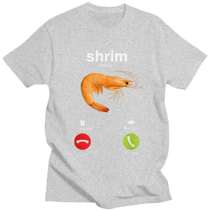 Shrim Is Calling T-Shirt Women's Short Sleeve Funny Shrimp Meme T-Shirt Street Style T-Shirt Top Women Clothing Graphic T Shirts
