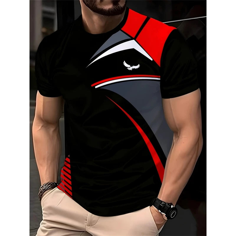 Simple Fashion Striped Graphic T Shirts For Men Summer Casual Short  Sleeve 3D Printed T-shirts Loose Breathable Daily Wear Tees
