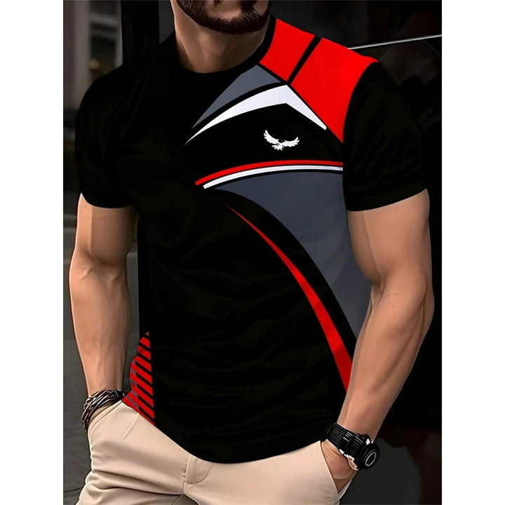 Simple Fashion Striped Graphic T Shirts For Men Summer Casual Short  Sleeve 3D Printed T-shirts Loose Breathable Daily Wear Tees