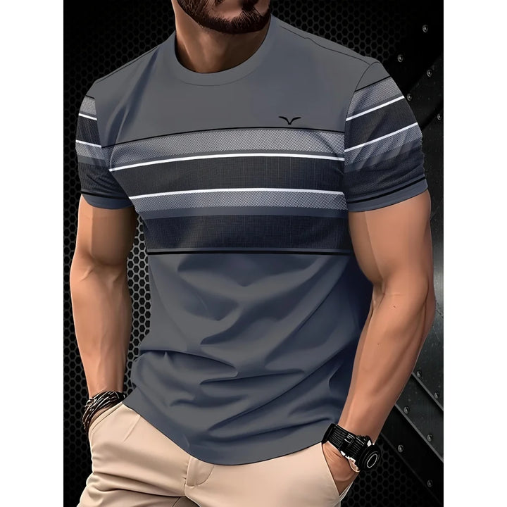 Shirt for Man Stripe Print Street Graphic T-Shirts Trendy Men's Short Sleeve Clothes Casual Summer Outdoor Oversized Clothing