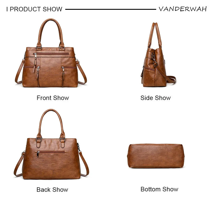 Elegant Women’s PU Leather Handbag – Top-Handle Shoulder & Crossbody Tote