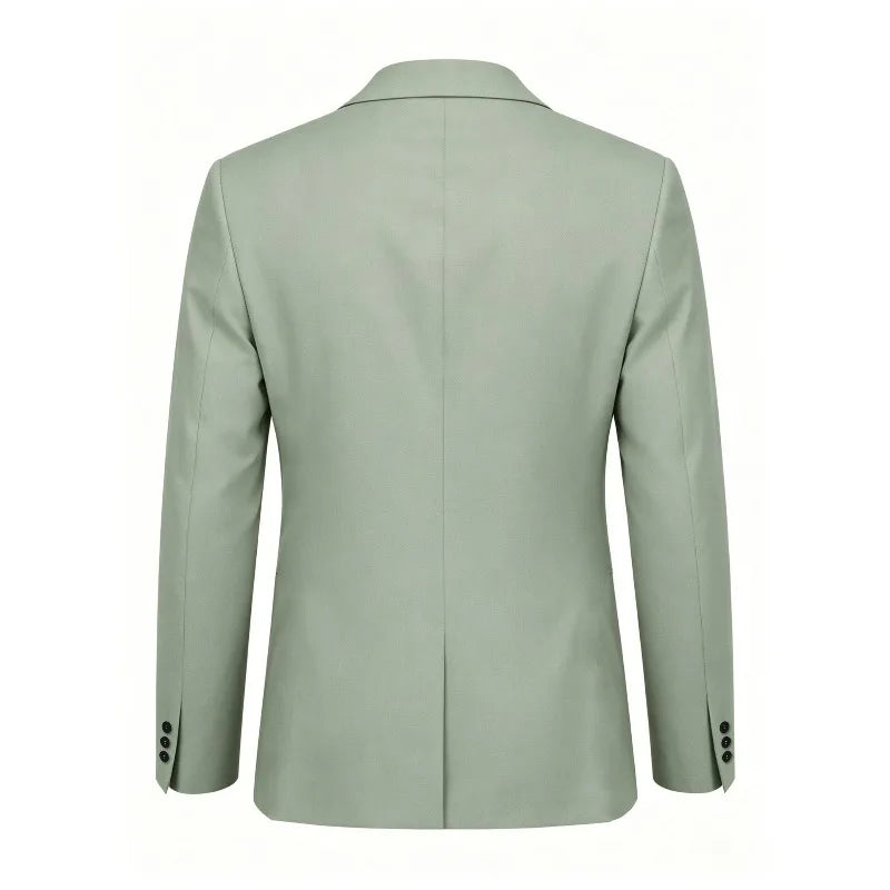 KIDWHXR Man Blazer Korean Slim Simple Solid Color Turn Down Collar Male Suit Outerwear Business Casual Long Sleeeve Men Coat