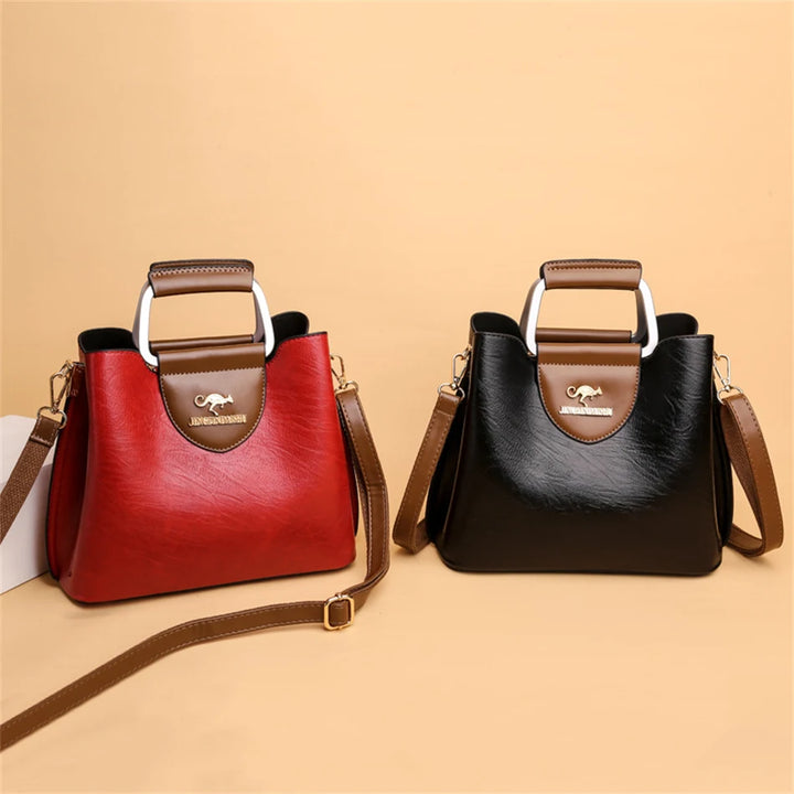 Luxury Women’s Oil Leather Handbag – 2024 Designer Shoulder & Crossbody Tote