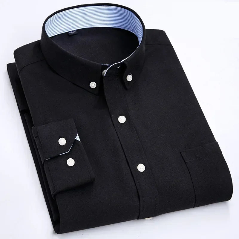 Men's Long Sleeve Shirt Spring Summer Autumn Winter Oxford Woven Slim Free Ironing Comfortable Soft Casual Fashion Simple Work
