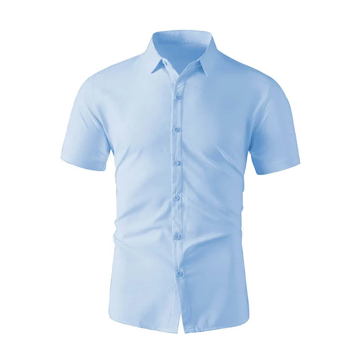 Men's Black Short Sleeve Dress Shirt Slim Fit Non-iron Formal Business Button Down Shirt for Office