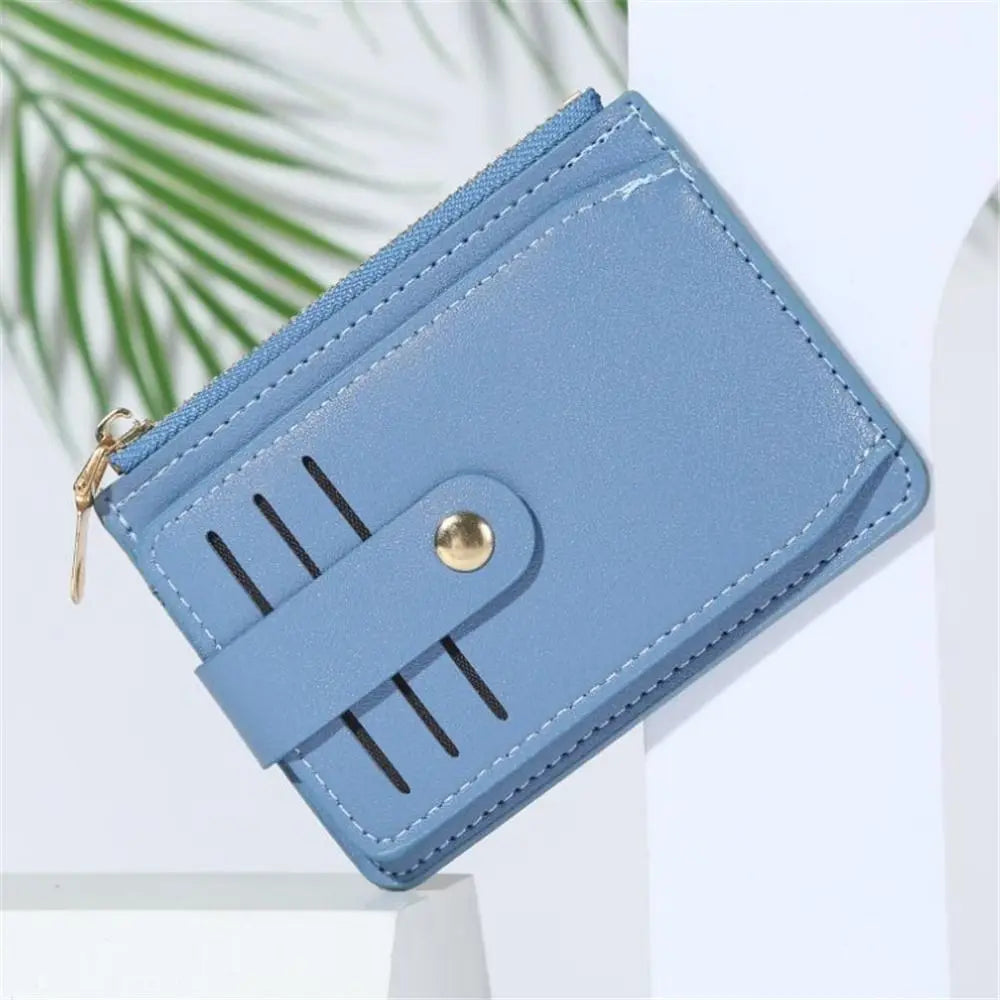 PU Leather Coin Wallet with Card Holder & Zipper