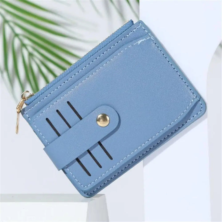 PU Leather Coin Wallet with Card Holder & Zipper