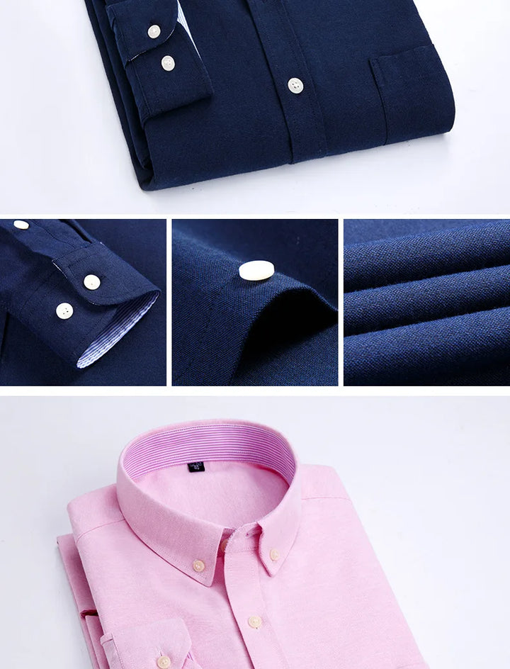 Men's Long Sleeve Shirt Non-Ironing Oxford Spinning Spring Summer Autumn Slim Casual Comfortable All Fashion Fast Color Shirt