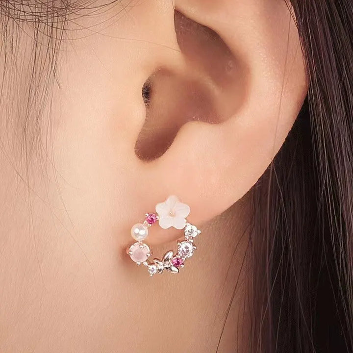 Schmuckset für Damen in Roségold mit Blumenmuster – Halskette, Ring &amp; Ohrringe