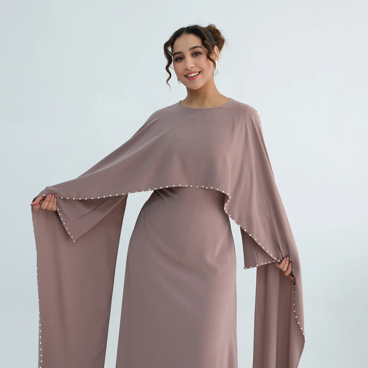 Luxury Dubai Shawl Abaya Elegant Beaded Waist Cinching Kaftan Muslim Women Traditional Dress Maxi Long Sleeve Robe Eid Outfit