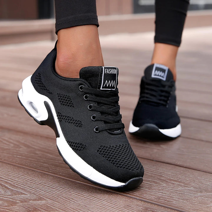 Women’s Breathable Mesh Walking Sneakers – Flat Platform Shoes