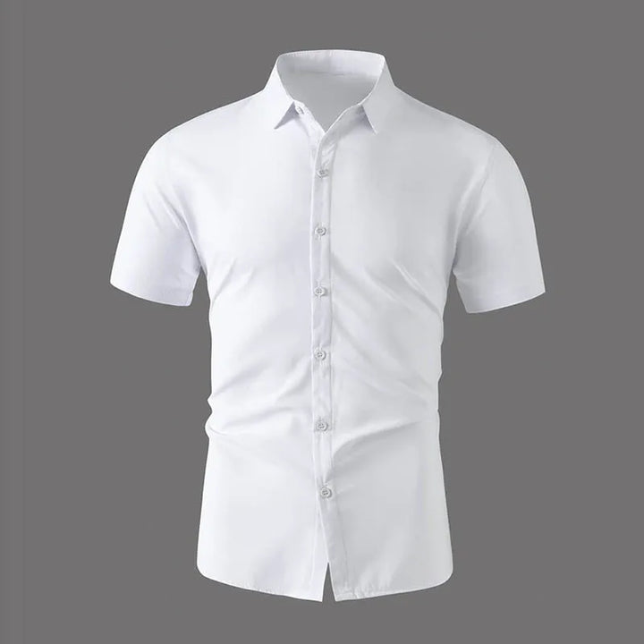 Men's Black Short Sleeve Dress Shirt Slim Fit Non-iron Formal Business Button Down Shirt for Office