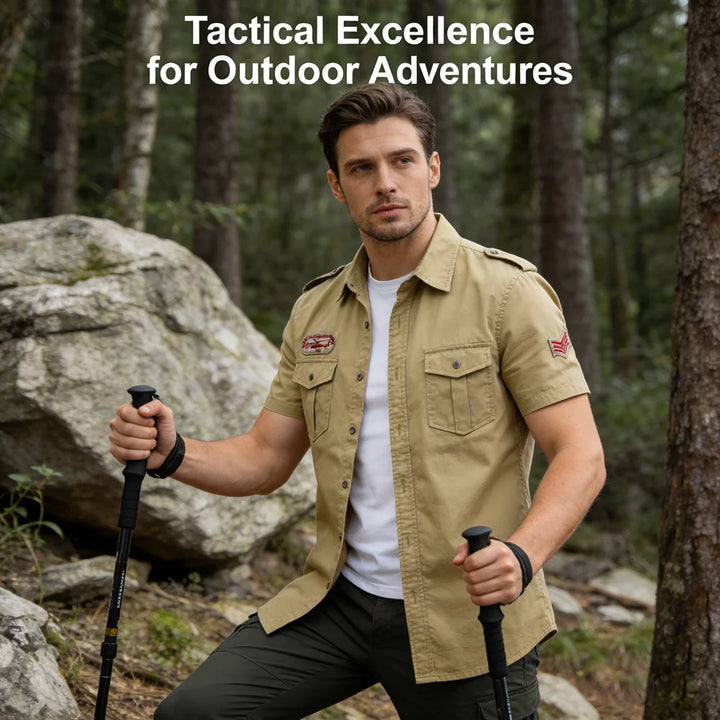 Spring Summer Men's Tactical Shirts Outdoor Men Cotton Shorts Sleeve Military Shirts Fashion Men Button Hiking Work Shirts