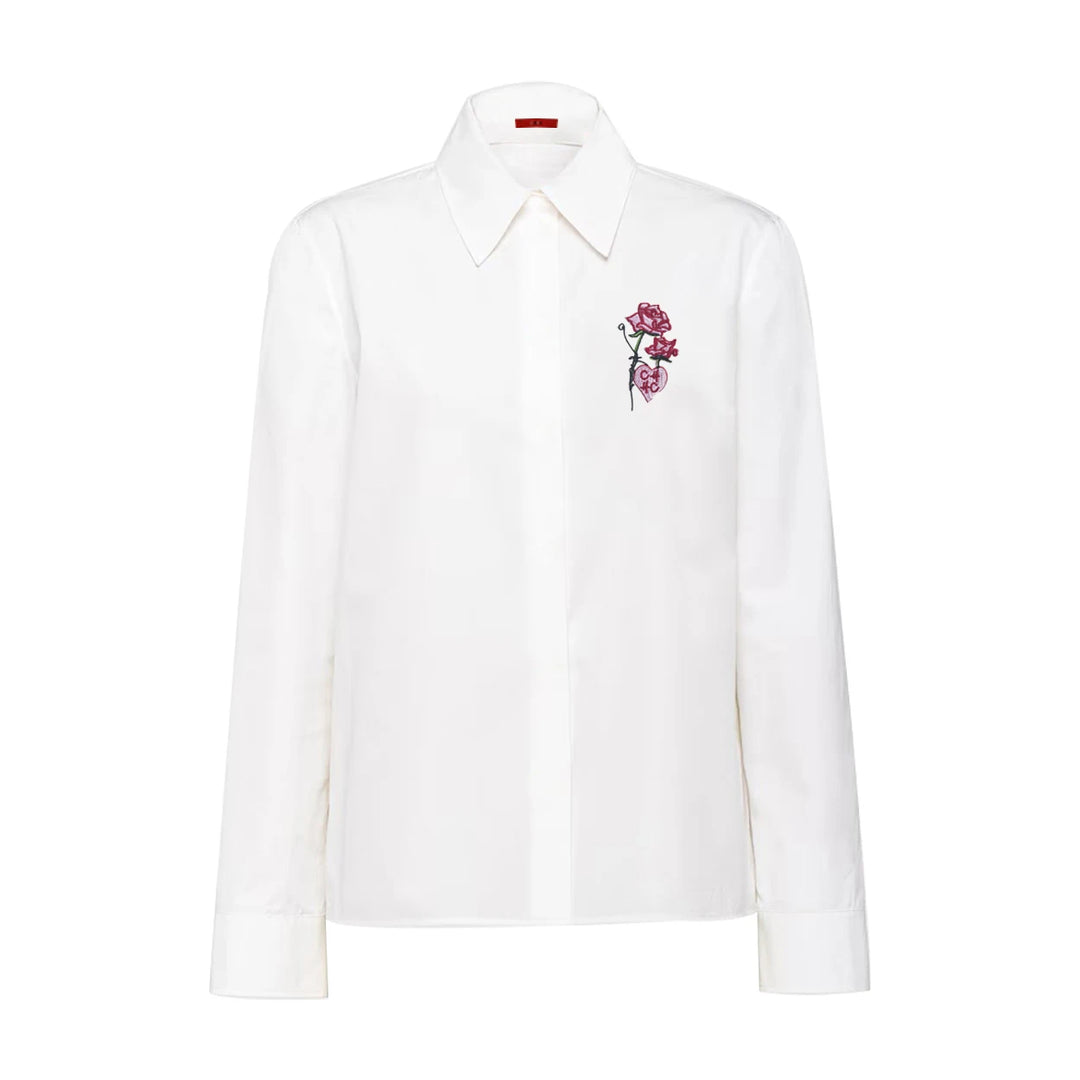 New Women Shirts Casual Long Sleeve Blouse Embroidered Flowers Elegant Lapel Loose Shirt Spring Summer Solid Office Lady Tops