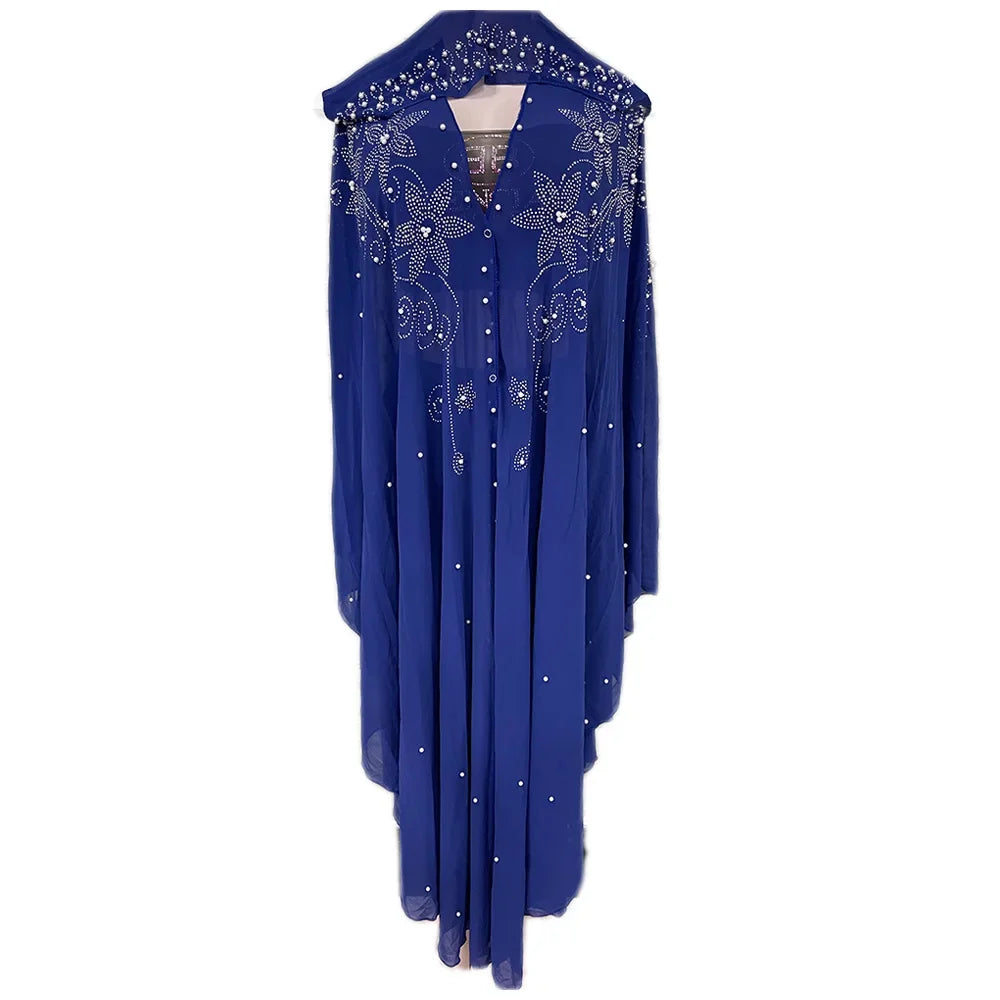 Abaya Morocco Kaftan Dubai Hooded Maxi Dress Bat Sleeve Farasha Kaftan Muslim Women African Open Kimono Boubou Evening Dresses