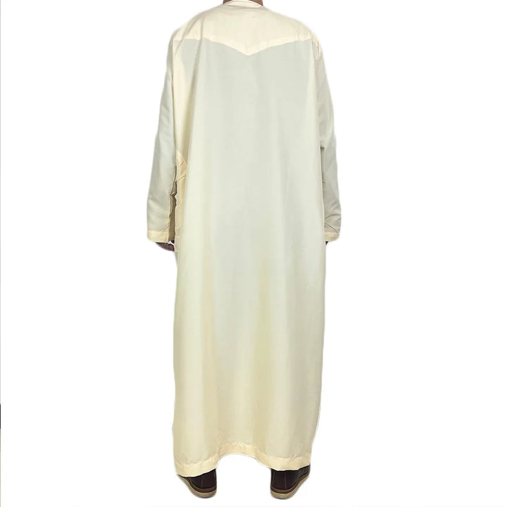 Middle East Arab Kaftan Men Muslim Clothing Solid Long-sleeved Round Neck Robes Causal Loose Men Jubba Thobe National Costumes