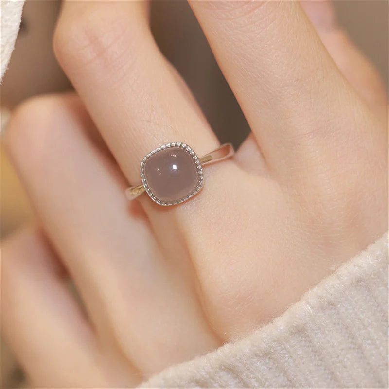 Women’s Vintage Jade & Crystal Geometric Ring – Fashion Jewelry