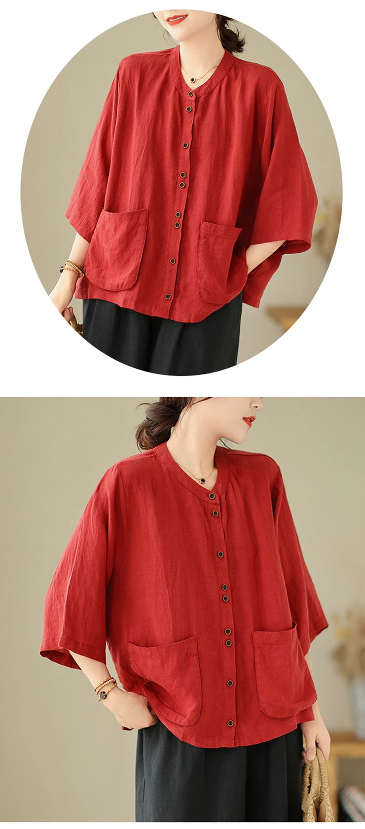 Woman Top Single-Breasted Loose Shirts & Blouses for Women Pocket Cheap Tops Female