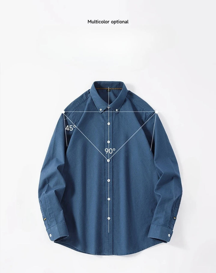 100% Cotton Brushed Long Sleeve Shirts for Men Slim Fit Casual Plain Shirt Solid Color Fashion Korean Popular Tops Red Clothes